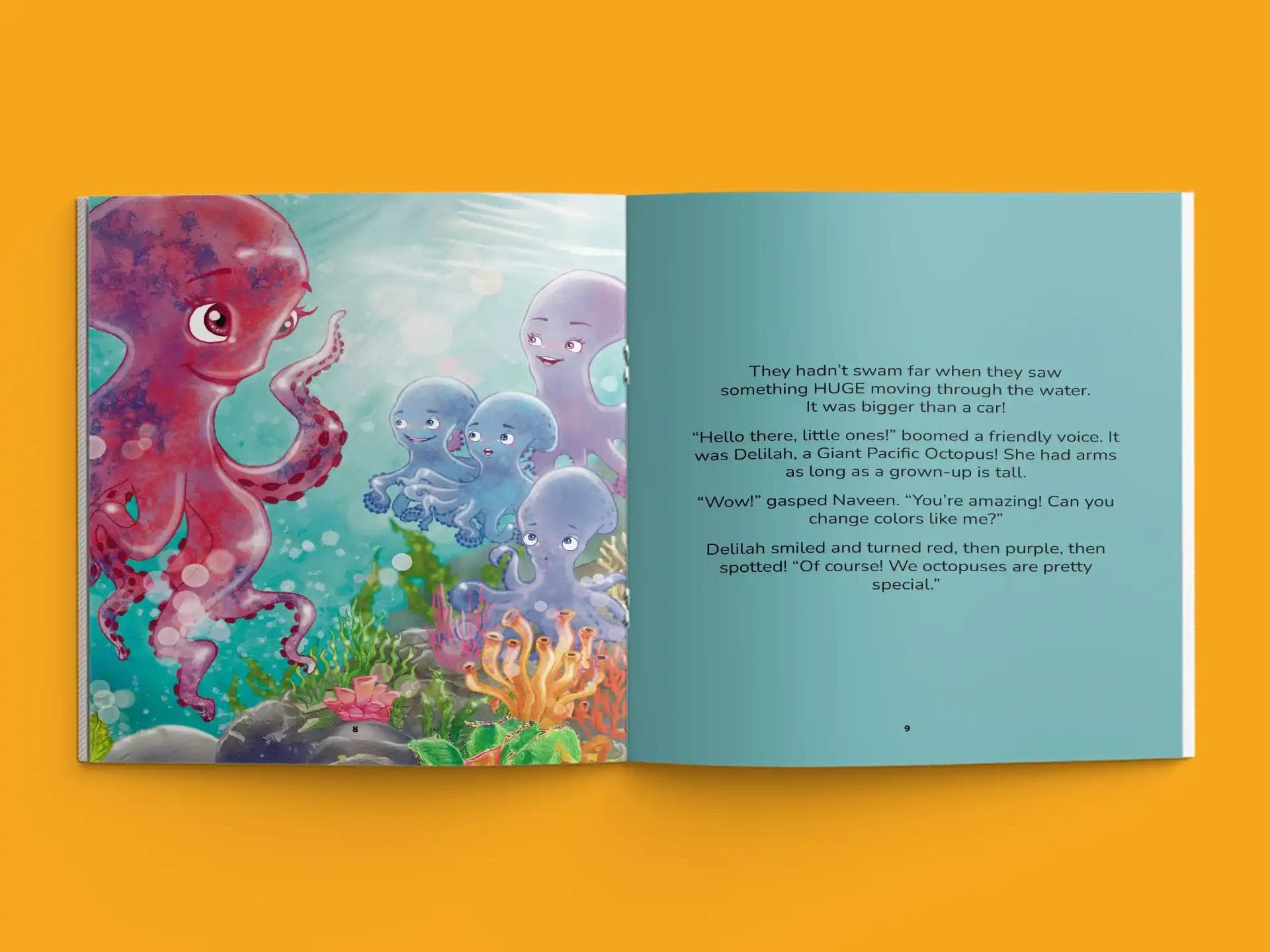 book formatting sample for Naveen's Deep Sea Adventure by , showing Children's interior page layout by HMD Publishing