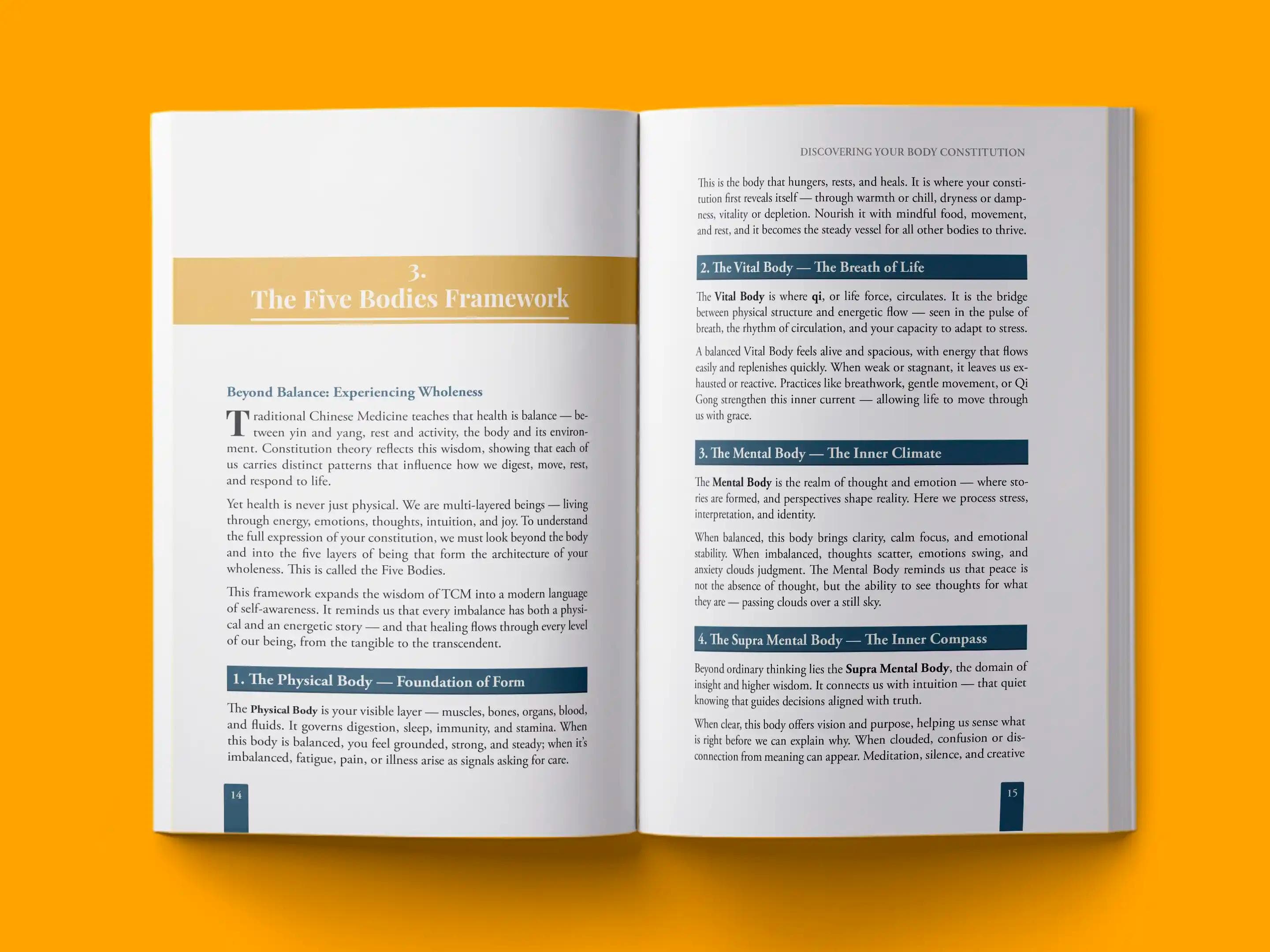 book formatting sample for Discovering Your Body Constitution by , showing Health & Wellness interior page layout by HMD Publishing