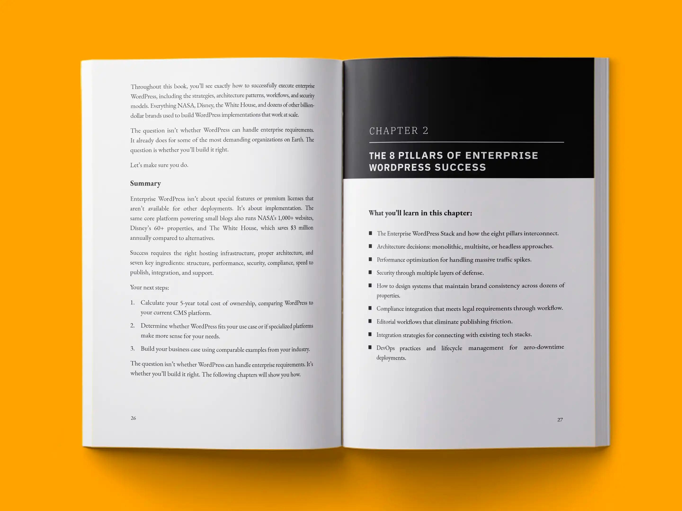book formatting sample for BEHIND THE BUILD OF ENTERPRISE WORDPRESS by , showing Business interior page layout by HMD Publishing