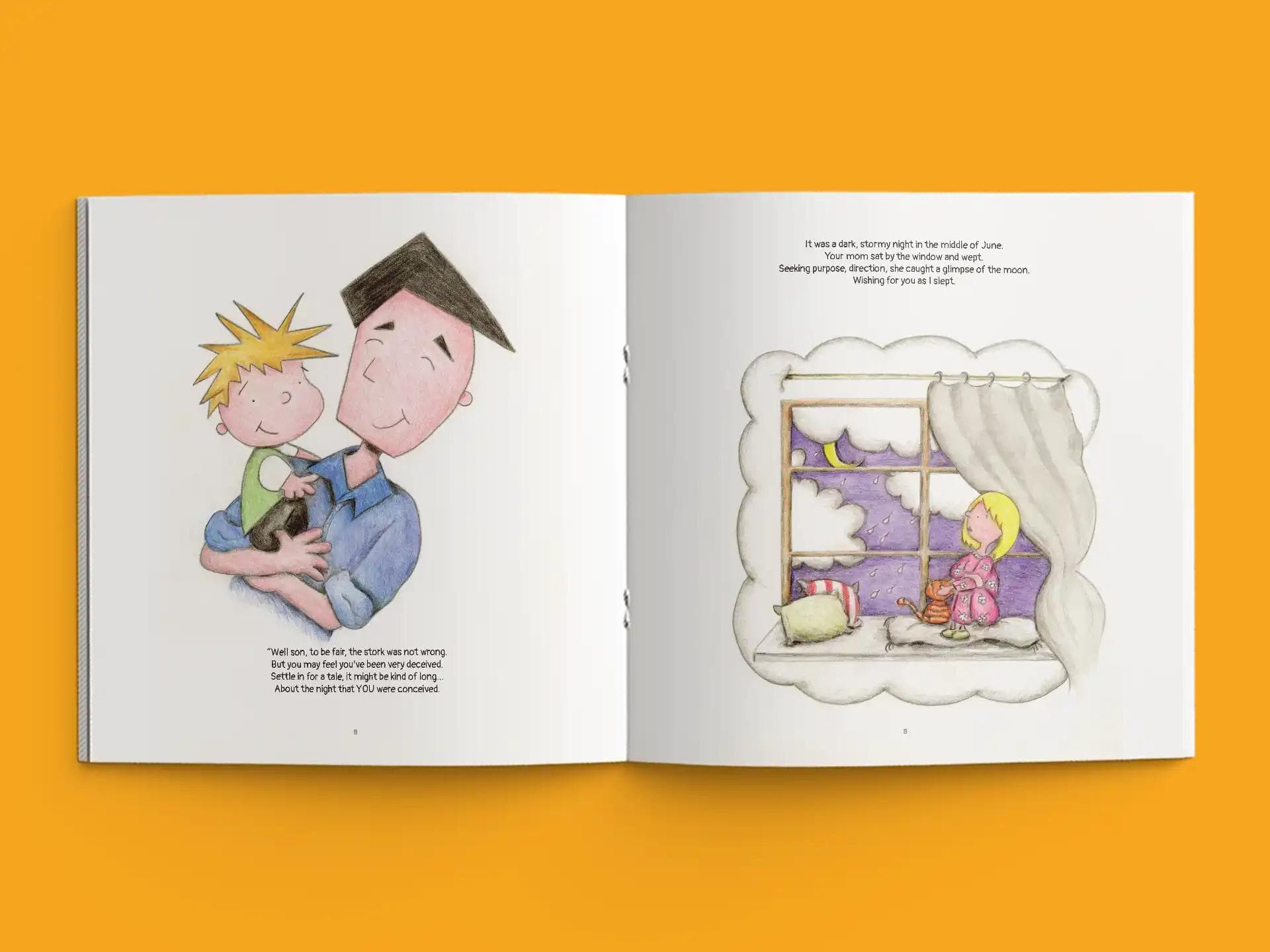 book formatting sample for The Night That You Were Conceived by , showing Children's interior page layout by HMD Publishing