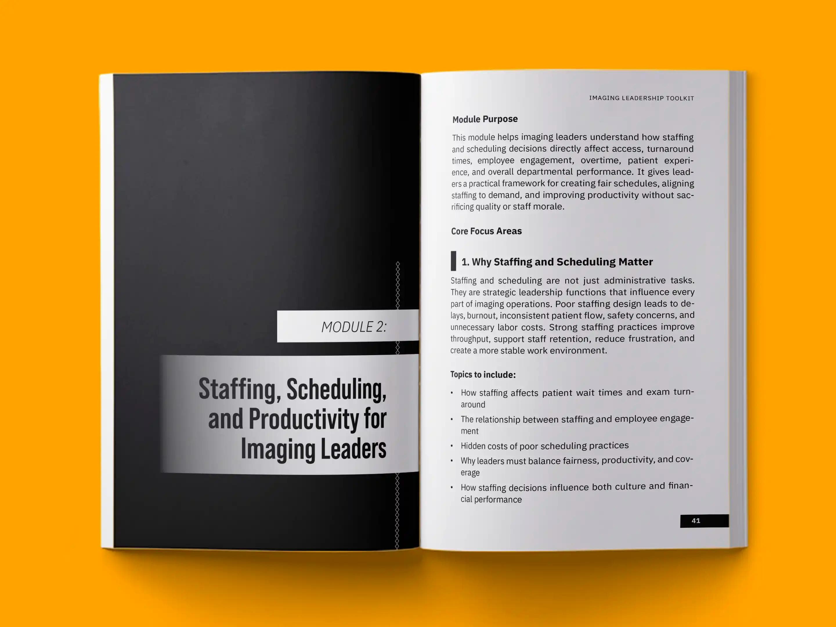 book formatting sample for Imagic Leadership toolkit by , showing Workbook interior page layout by HMD Publishing