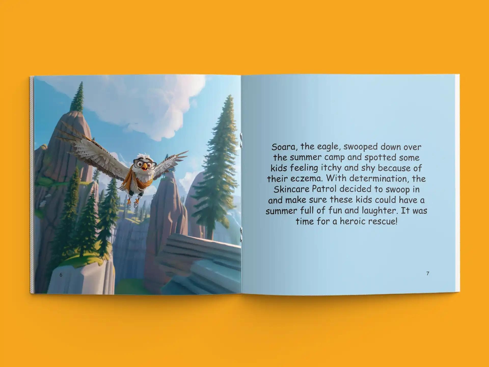 book formatting sample for The Skincare Patrol by , showing Children's interior page layout by HMD Publishing
