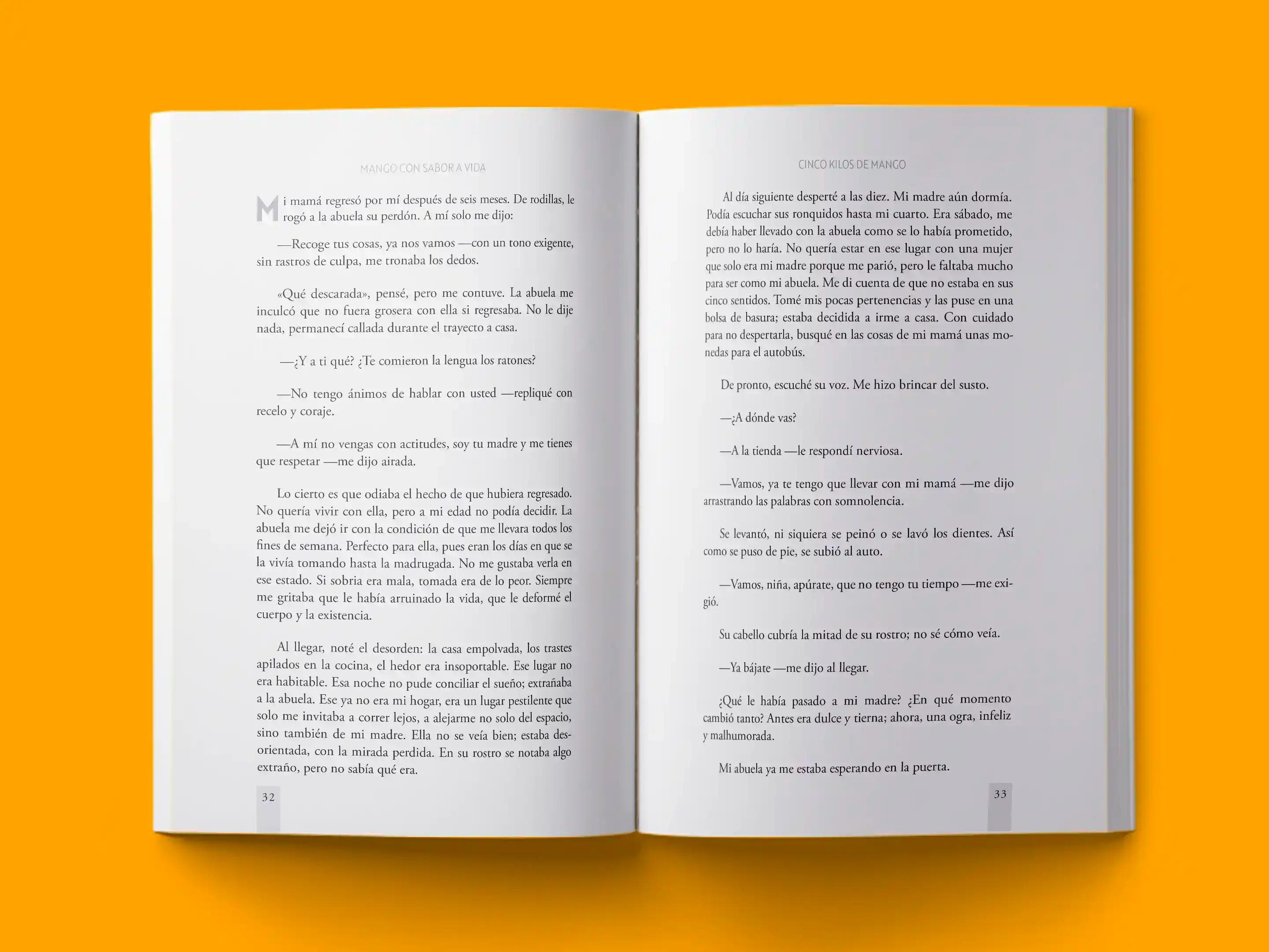book formatting sample for MANGO CON SABOR A VIDA by , showing Fantasy interior page layout by HMD Publishing