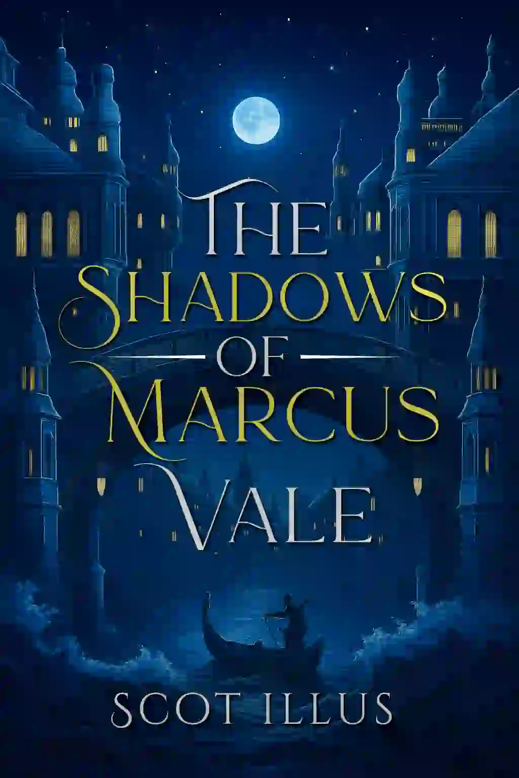 book cover design for The Shadows of Marcus Vale by Scot Illus, a Fantasy fiction portfolio project by HMD Publishing