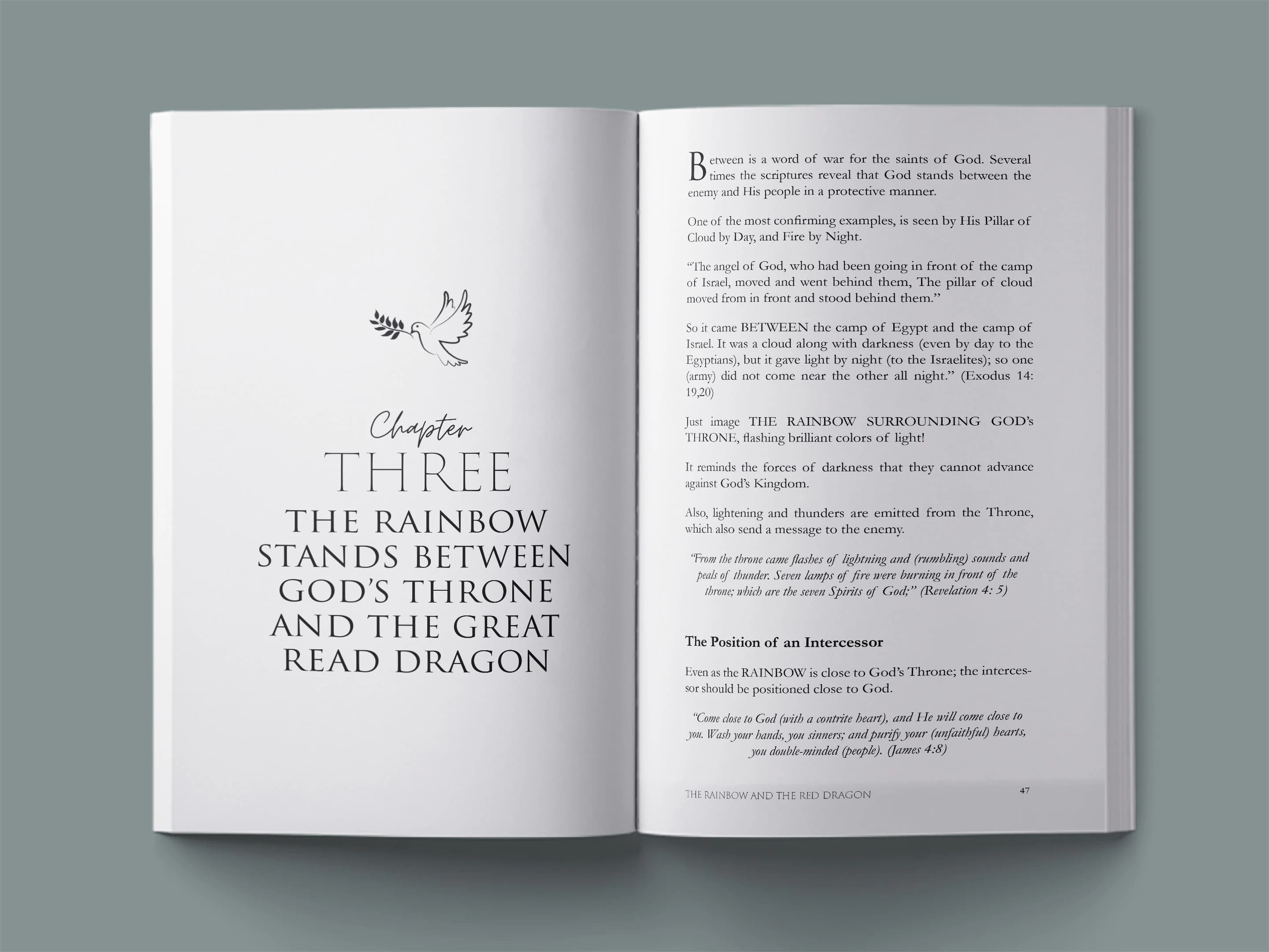 book formatting sample for The Rainbow and the Red Dragon: Divine Intercession in Times of Spiritual Warfare by Pastor Michael J. Richardson, showing Religious/Spiritual interior page layout by HMD Publishing