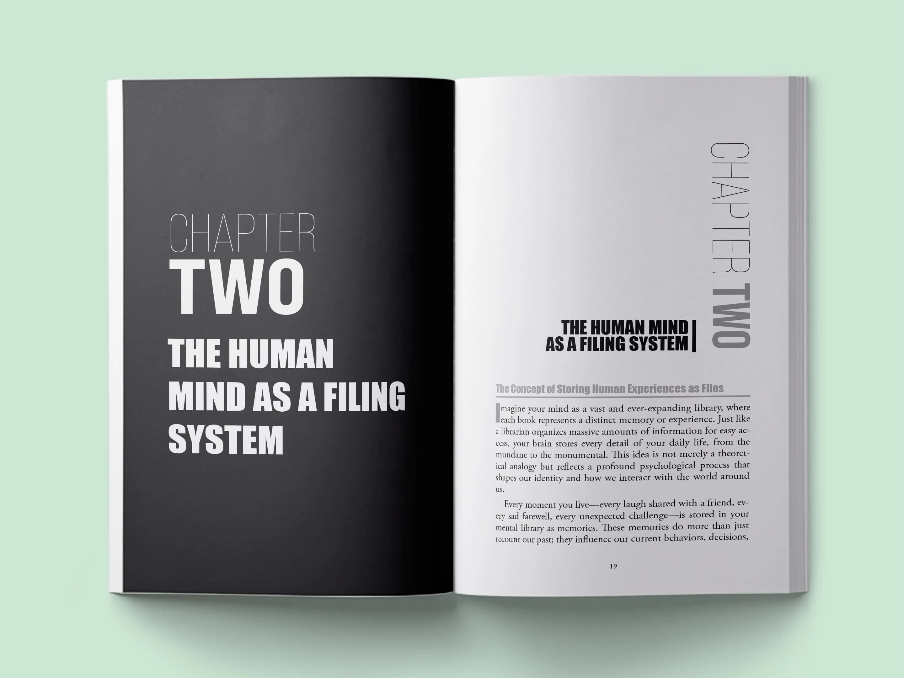 book formatting sample for The Memory Archive: How Our Minds Create and Store Reality by Dr. Sarah Chen, showing Non-Fiction interior page layout by HMD Publishing