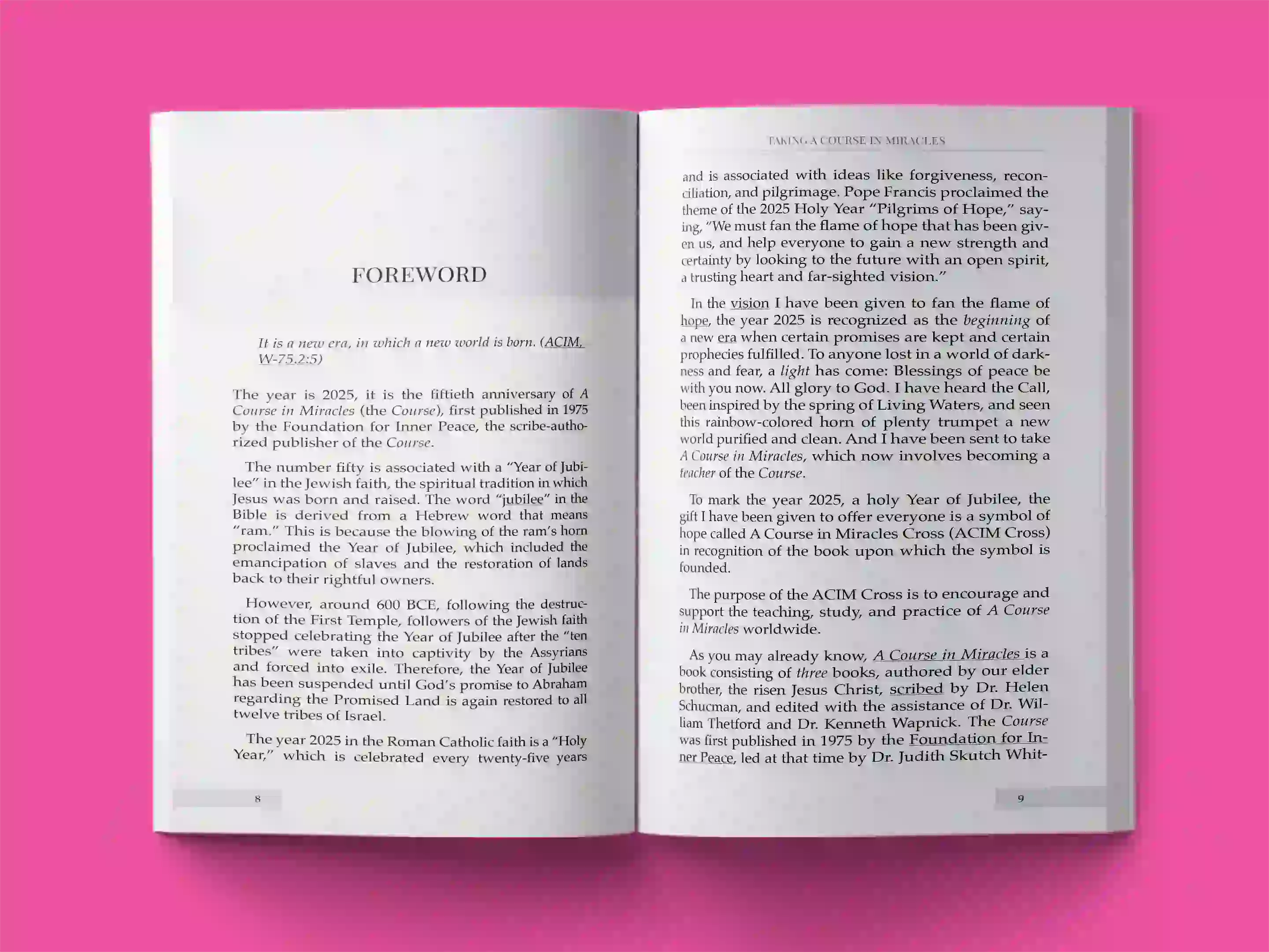 book formatting sample for Taking A Course in Miracles: A Guide to Spiritual Transformation by Dr. Margaret Helena Thompson, showing Cannot determine from image interior page layout by HMD Publishing