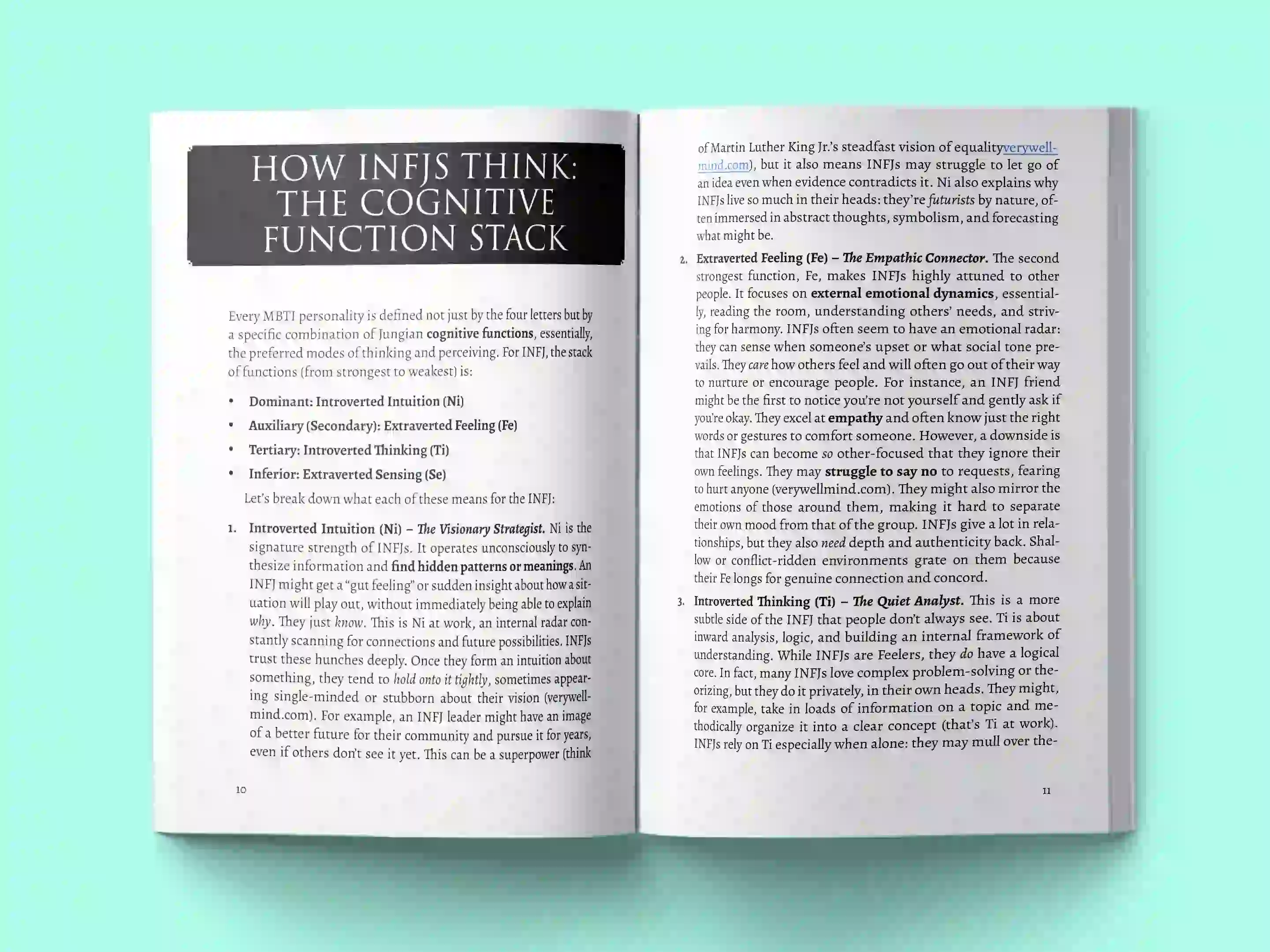 book formatting sample for The INFJ Mind: Understanding Your Inner World and Cognitive Blueprint by Dr. Sarah Chen, showing Unable to determine - not a book cover interior page layout by HMD Publishing