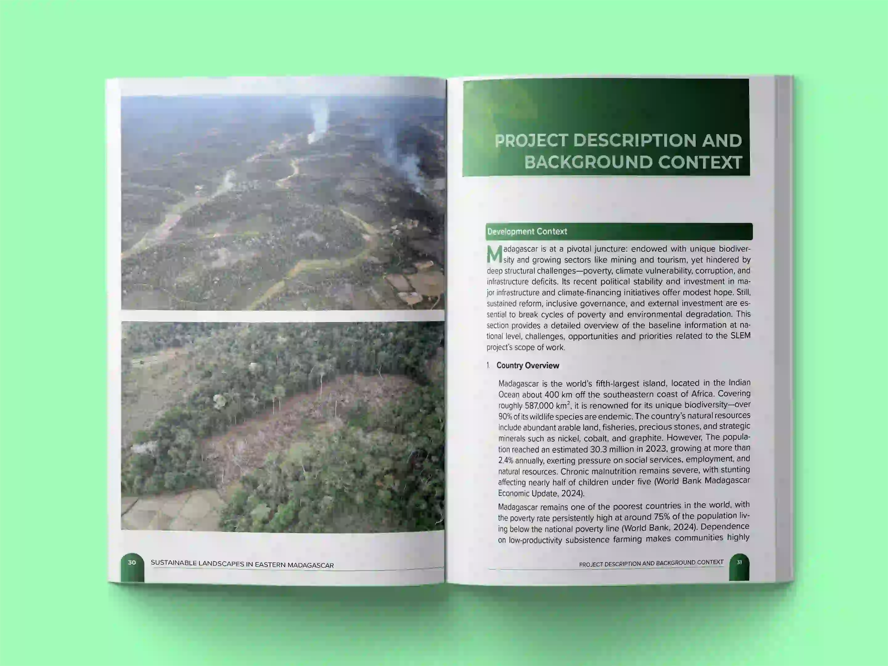 book formatting sample for Sustainable Landscapes in Eastern Madagascar: Conservation and Development in a Biodiversity Hotspot by Dr. Sarah Mitchell and the Madagascar Environmental Research Institute, showing Non-Fiction interior page layout by HMD Publishing