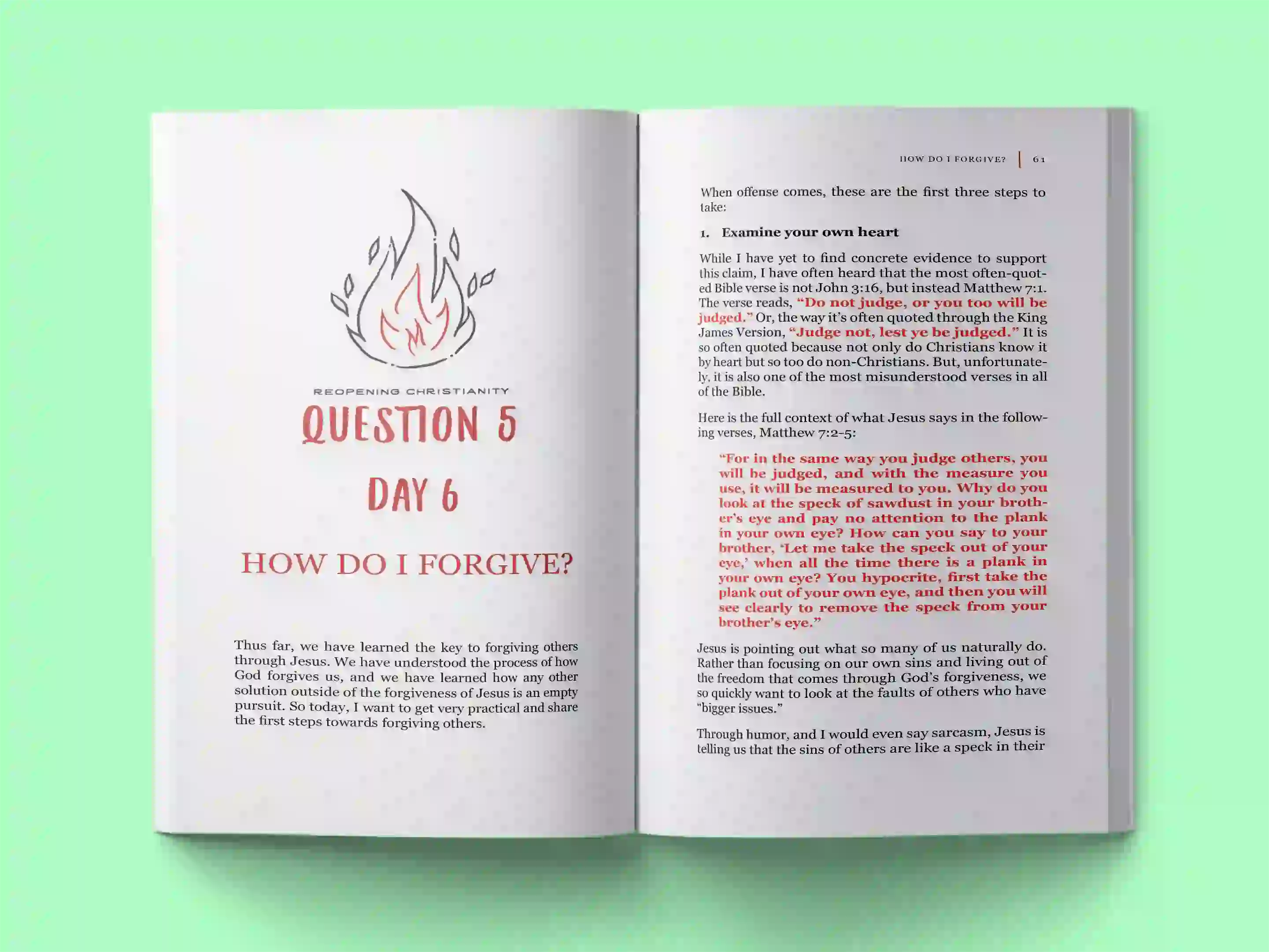 book formatting sample for Reopening Christianity: A Journey Through Faith, Forgiveness, and Renewal by David Matthews, showing Religious/Spiritual interior page layout by HMD Publishing