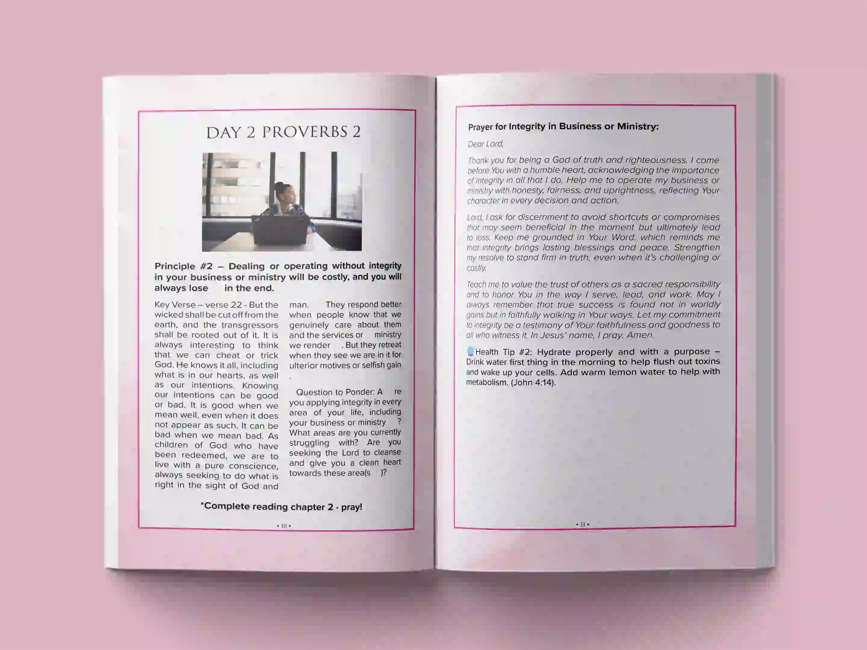 book formatting sample for Faith in the Marketplace: A 31-Day Devotional for Christian Entrepreneurs by Rachel Matthews, showing Religious/Spiritual interior page layout by HMD Publishing