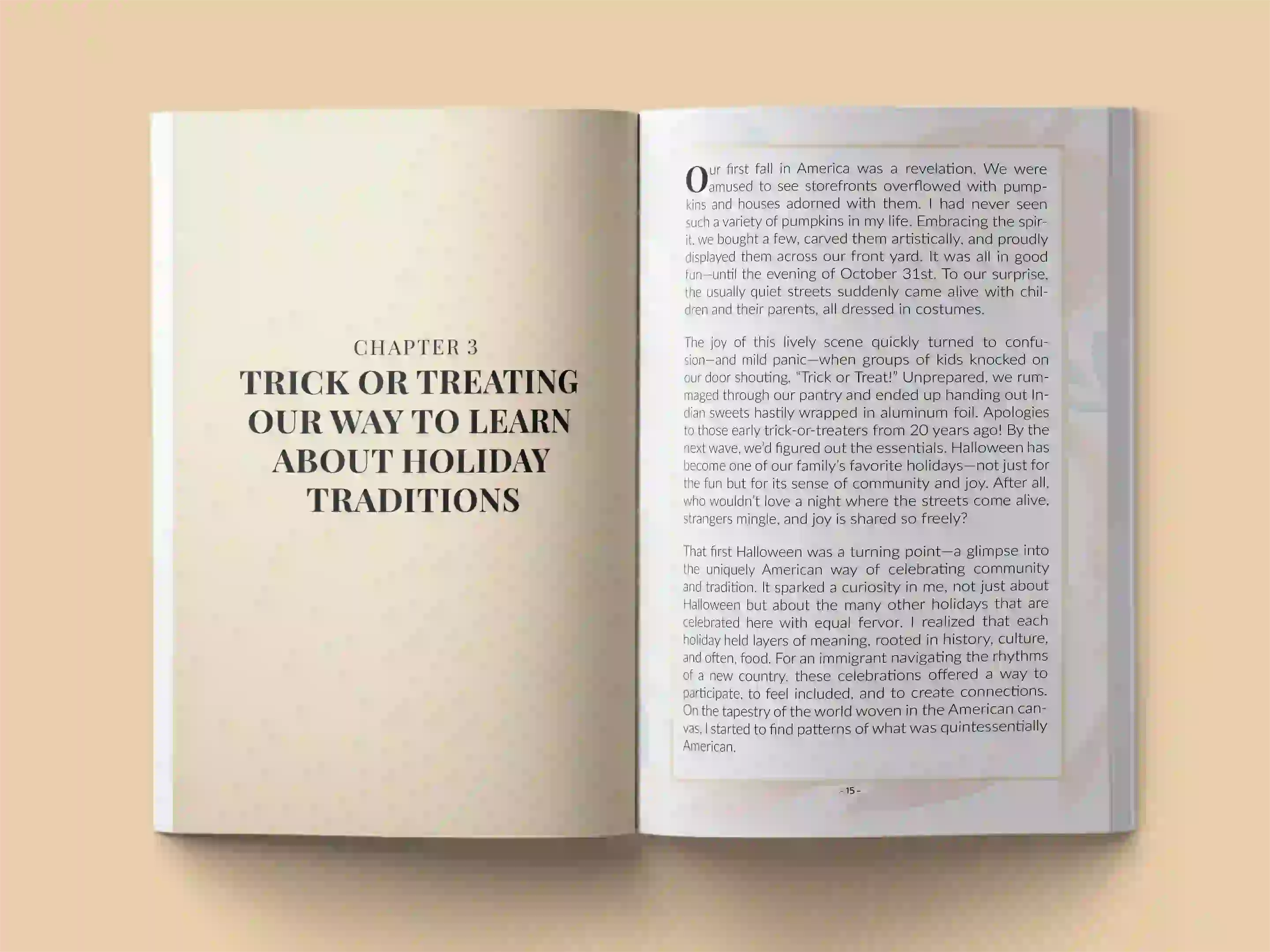 book formatting sample for Finding Home: An Immigrant's Guide to American Traditions by Sofia Chen Martinez, showing Cannot determine from image interior page layout by HMD Publishing