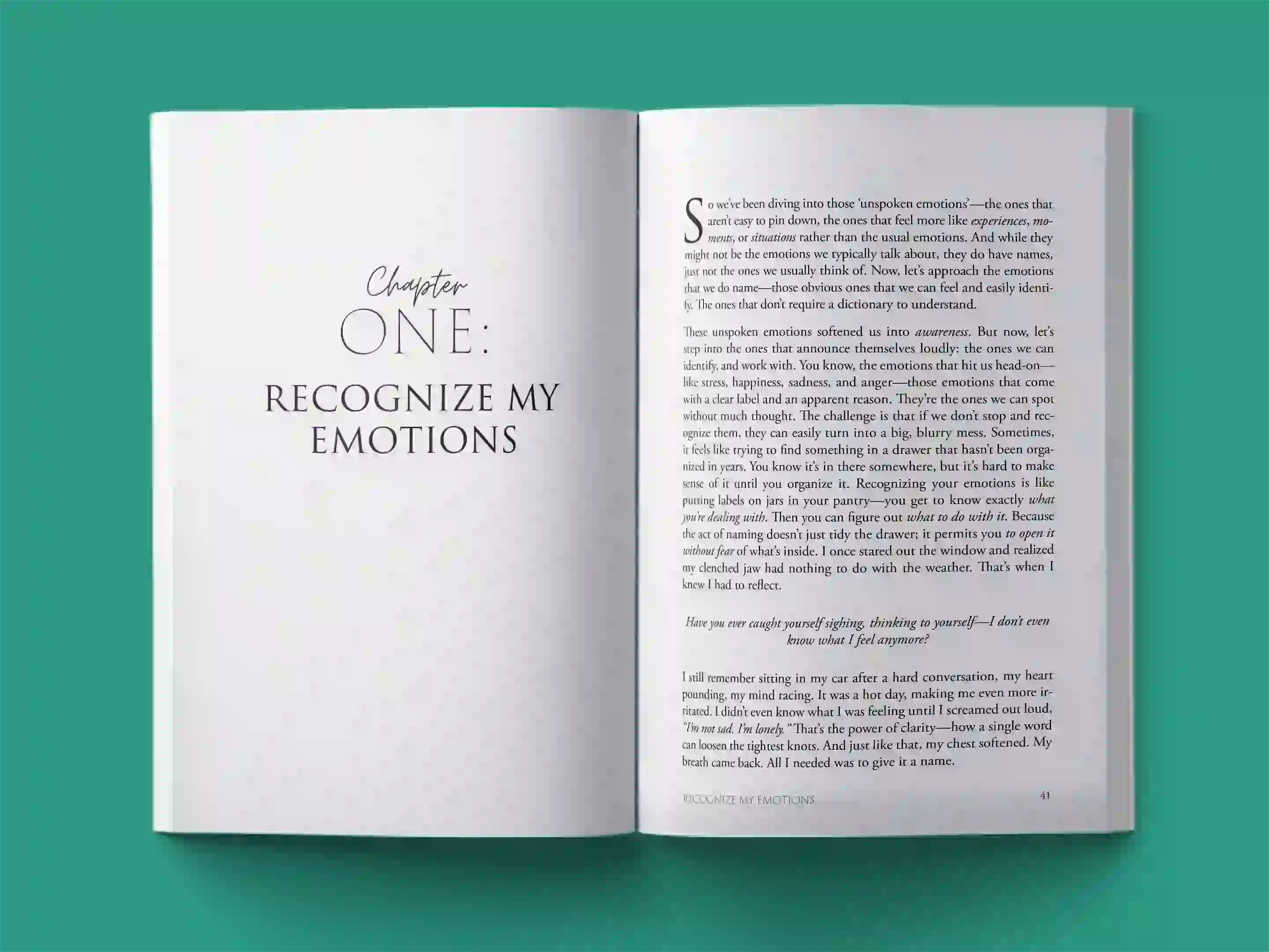 book formatting sample for The Language of Feeling: A Guide to Emotional Intelligence and Self-Discovery by Sarah Chen, showing Other interior page layout by HMD Publishing