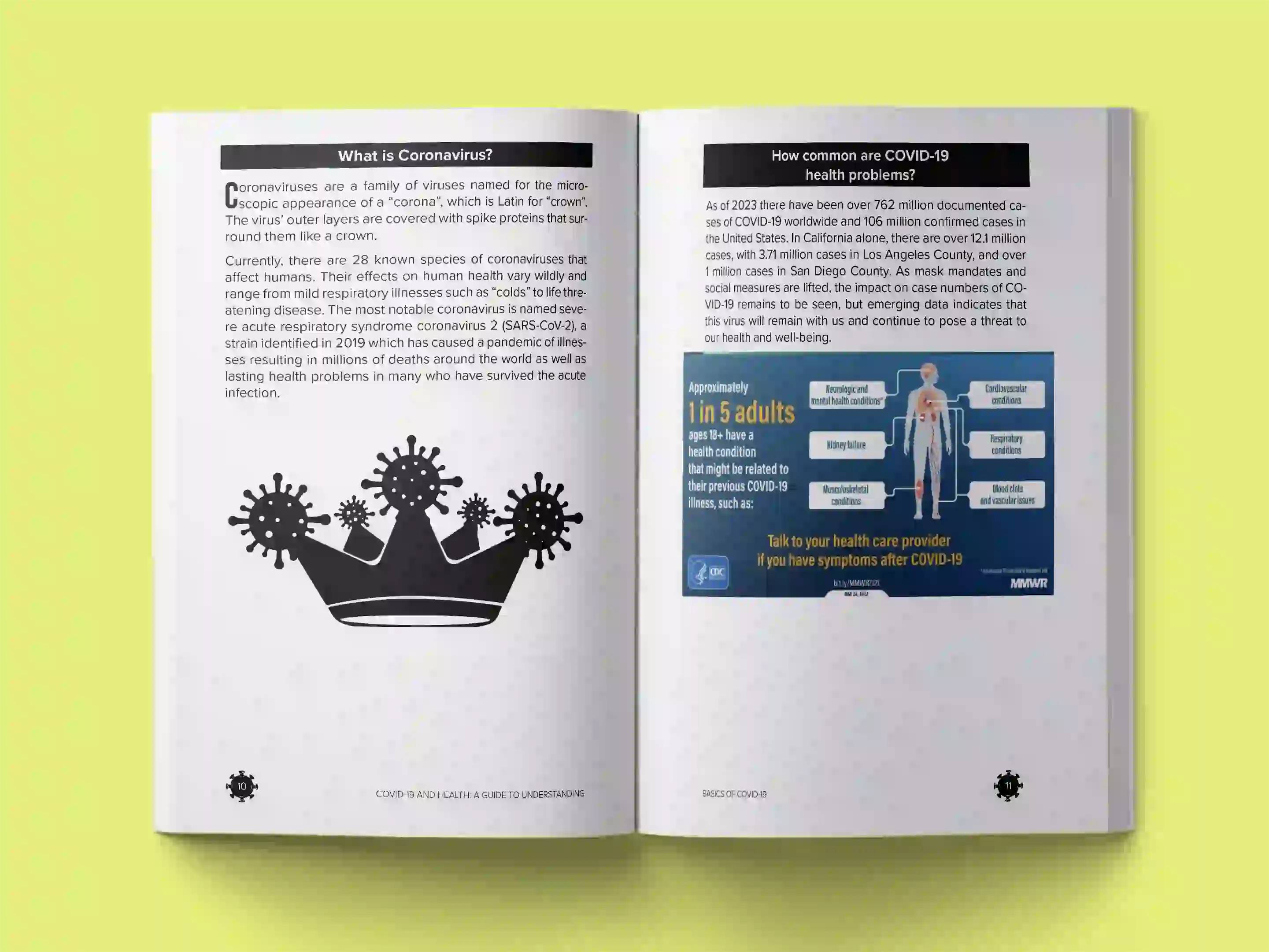 book formatting sample for COVID-19 and Health: A Guide to Understanding by Dr. Sarah Mitchell, showing Health/Wellness interior page layout by HMD Publishing