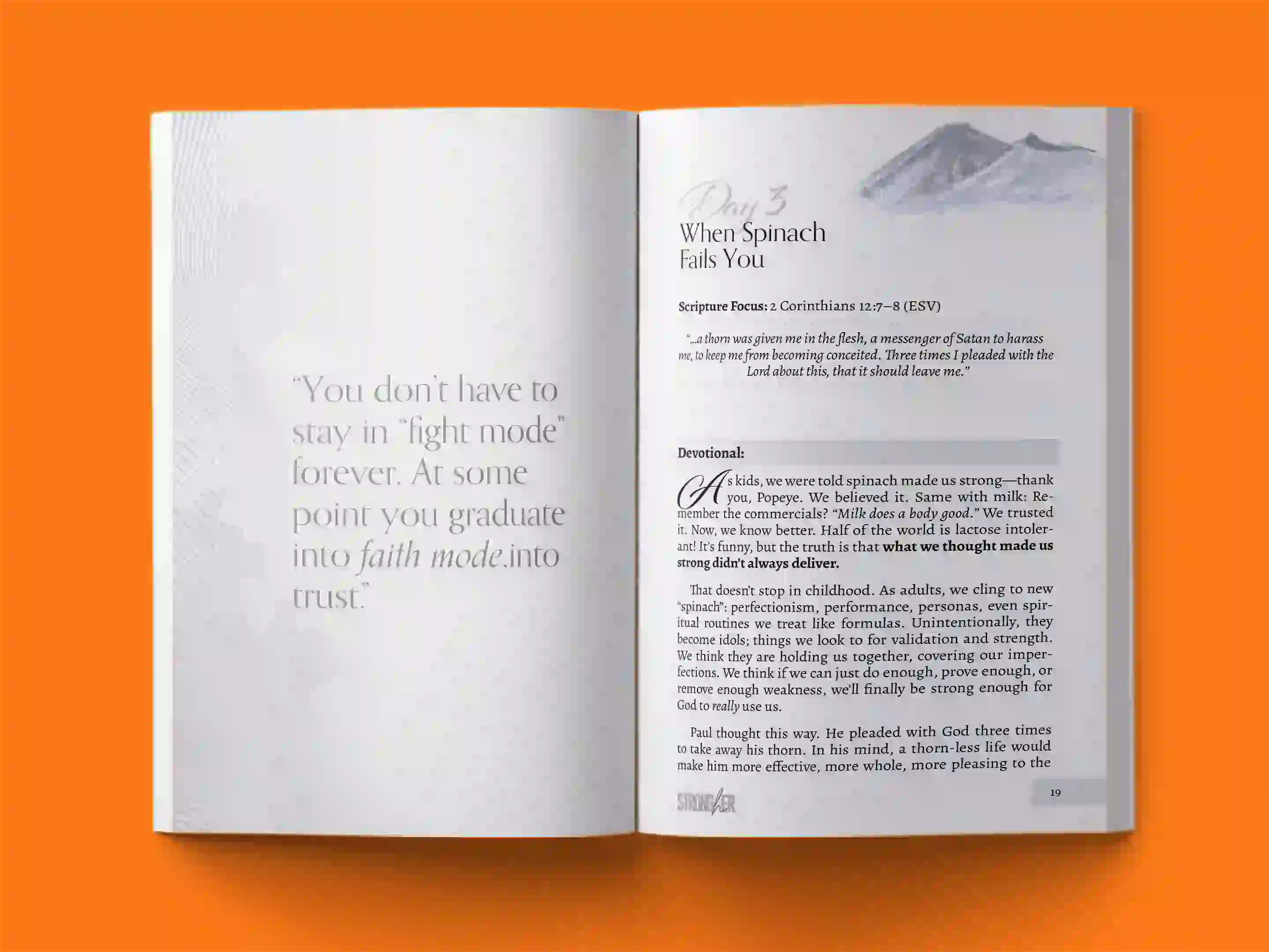 book formatting sample for Strong in Weakness: Finding Faith When Life Fails You by Sarah Mitchell, showing Religious/Spiritual interior page layout by HMD Publishing